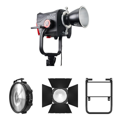 Aputure STORM 1200x Cine Kit with Fresnel, Barndoors, Skid Support